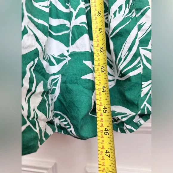 Meadow Rhodes Green White Floral Midi Dress smocked short sleeve M - Picture 6 of 7